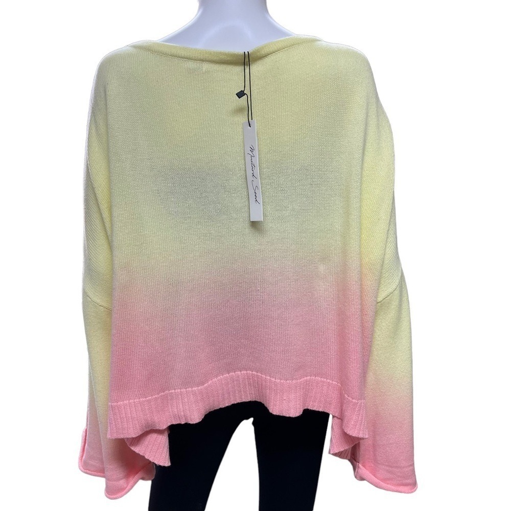 New Mustard Seed Sweater Ombre Gradient Yellow Pink Bell Sleeve‎ Women Medium - Picture 4 of 12